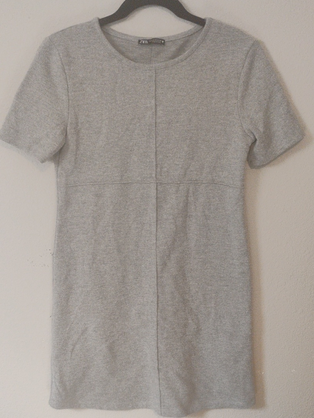 Zara Light Grey Short Midi Knit Shift Dress